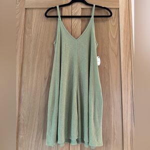 Lulu's Sage Green Mini Dress with V-Neck